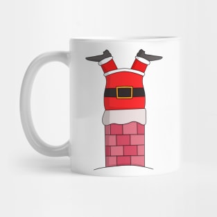 Santa Claus stuffed in the chimney Mug